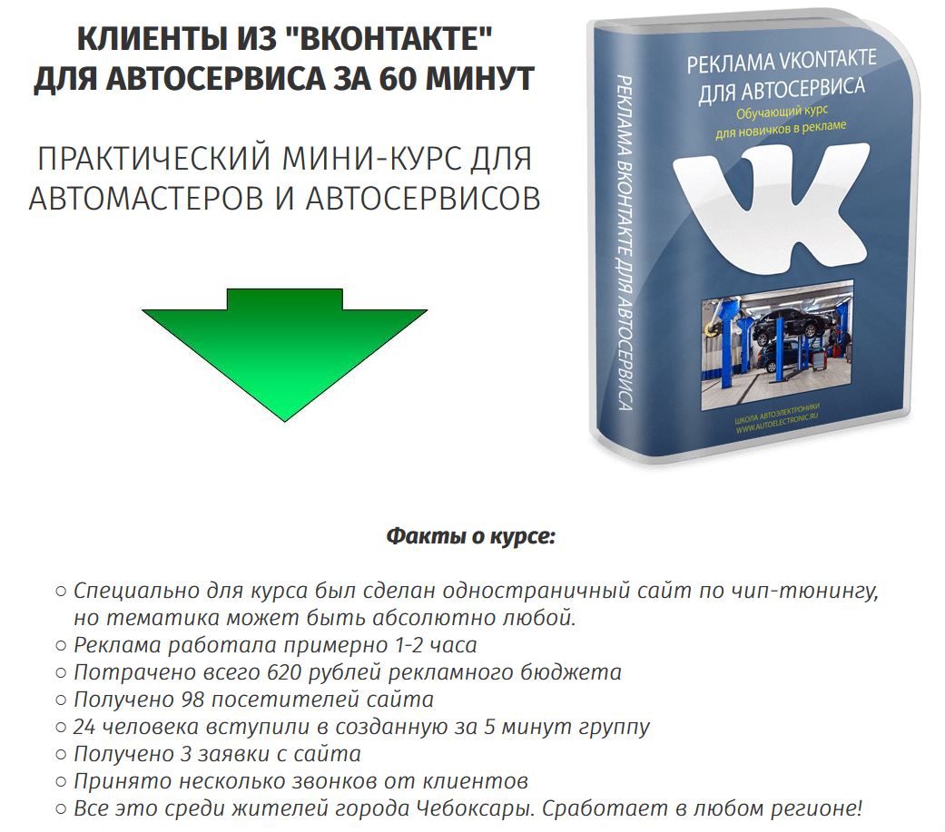 Клиенты из "Вконтакте"для автосервиса за 60 минут