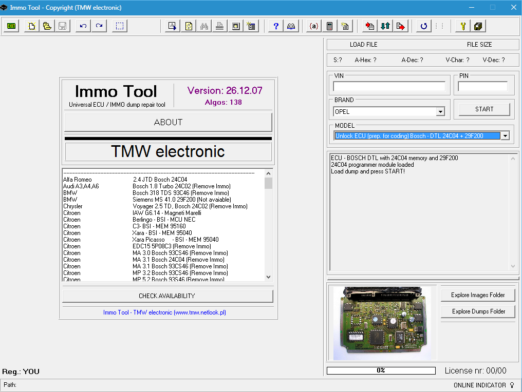 TMW Immo Tool 26.12.2017 для удаления иммобилайзера из памяти ЭБУ